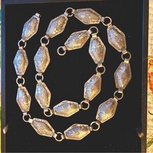 Vintage Sancrest Sanford Intricately Stamped Concho Silver-plated Link Belt